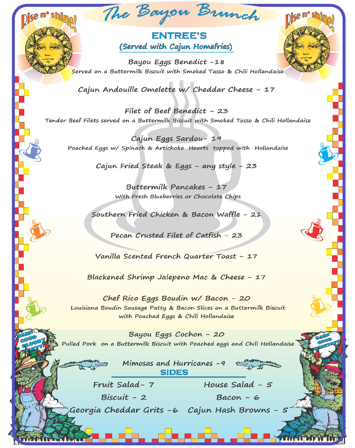 The Bayou Brunch Menu